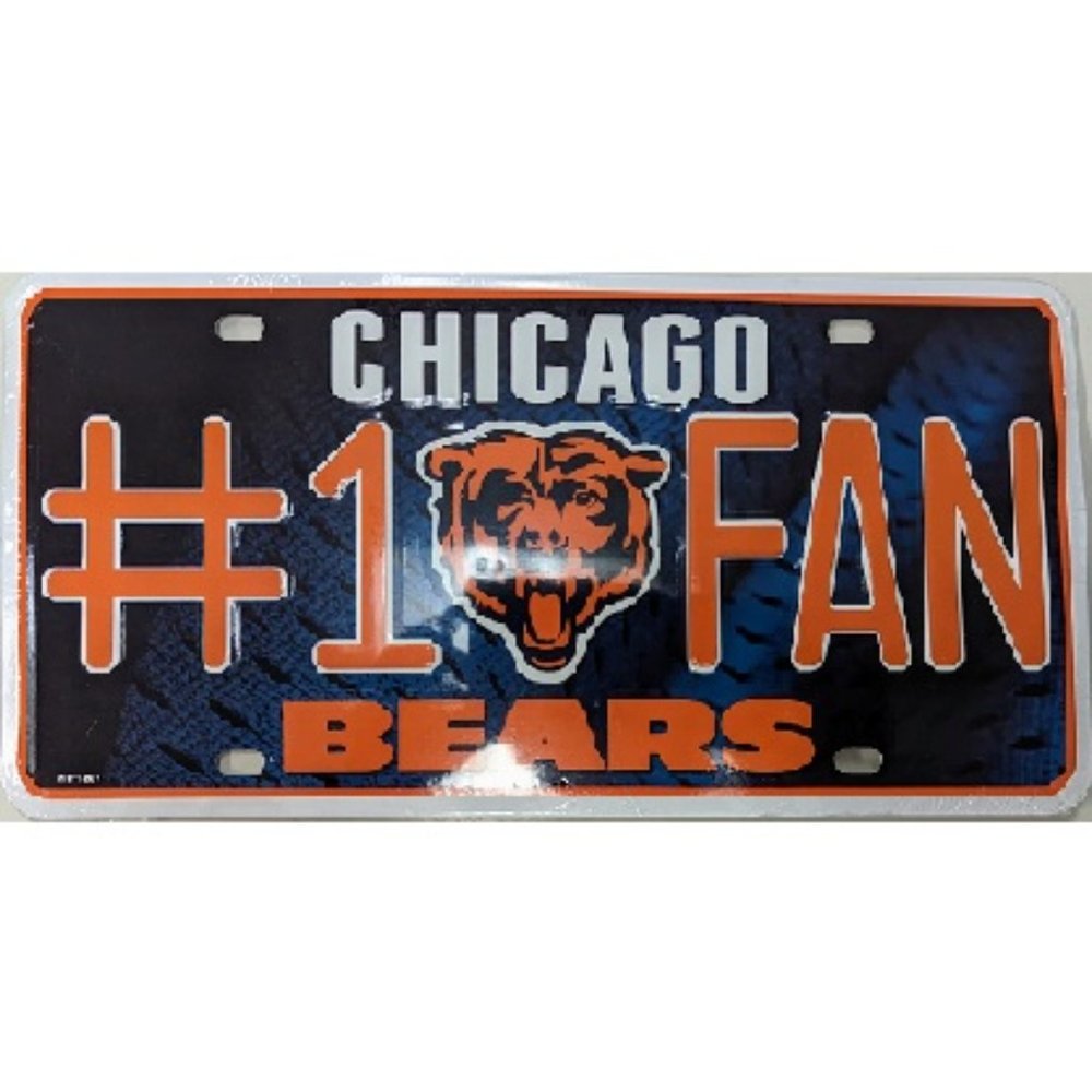 🆕🏈 CHICAGO BEARS EMBOSSED ALUMINUM #1 FAN LICENSE PLATE -NFL - UNISEX